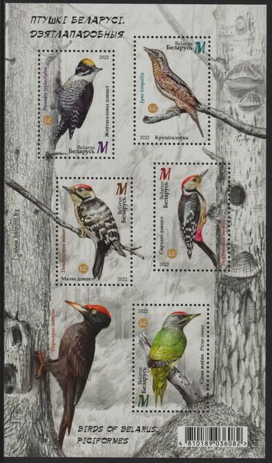 Belarus 2022 Birds perf sheetlet containing 5 values unmounted mint