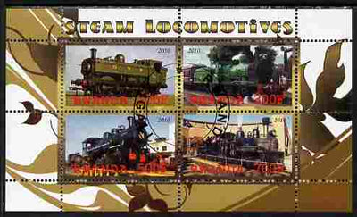 Rwanda 2010 Steam Locomotives #1 perf sheetlet containing 4 values fine cto used