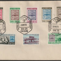 Argentine Republic 1958 Stamp Centenary set of 8 on plain cover with first day cancels, SG916-23