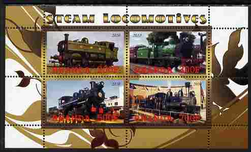 Rwanda 2010 Steam Locomotives #1 perf sheetlet containing 4 values unmounted mint