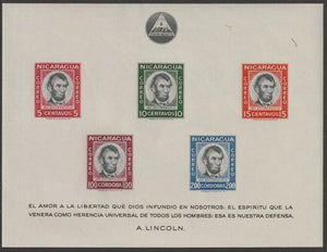 Nicaragua 1960 150th Birth Anniversary of Abraham Lincoln imperf m/sheet unmounted mint SG MS1376a