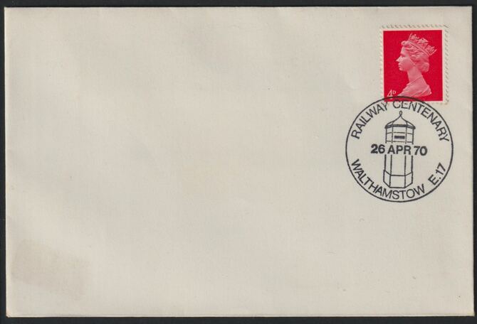 Postmark - Great Britain 1970 cover bearing Special cancellation for Railway Centenary, Walthamstow