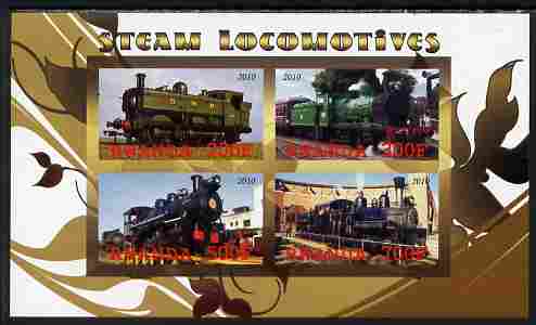 Rwanda 2010 Steam Locomotives #1 imperf sheetlet containing 4 values unmounted mint