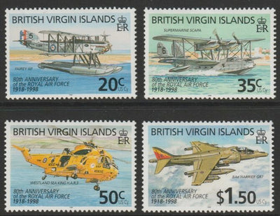 British Virgin Islands 1998 80th Anniversary of Royal Air Force perf set of 4 unmounted mint SG 990-93