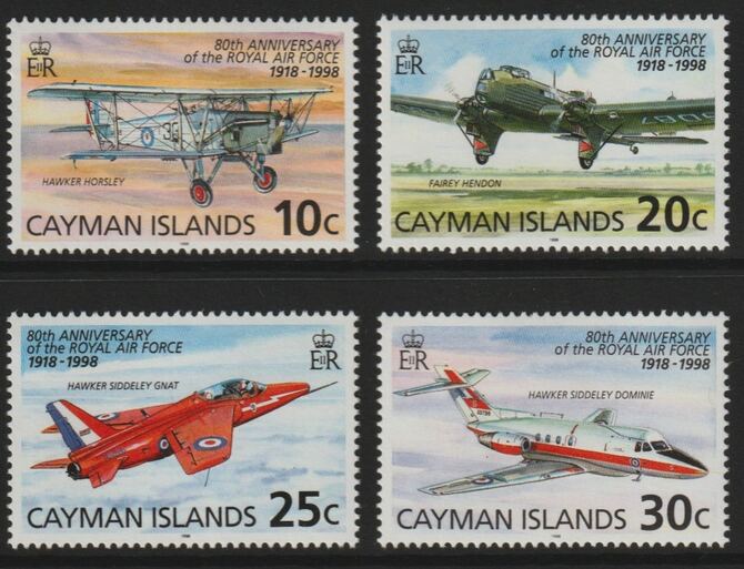 Cayman Islands 1998 80th Anniversary of Royal Air Force perf set of 4 unmounted mint SG 859-62