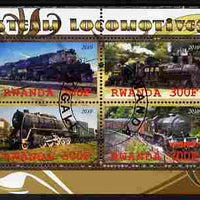 Rwanda 2010 Steam Locomotives #2 perf sheetlet containing 4 values fine cto used