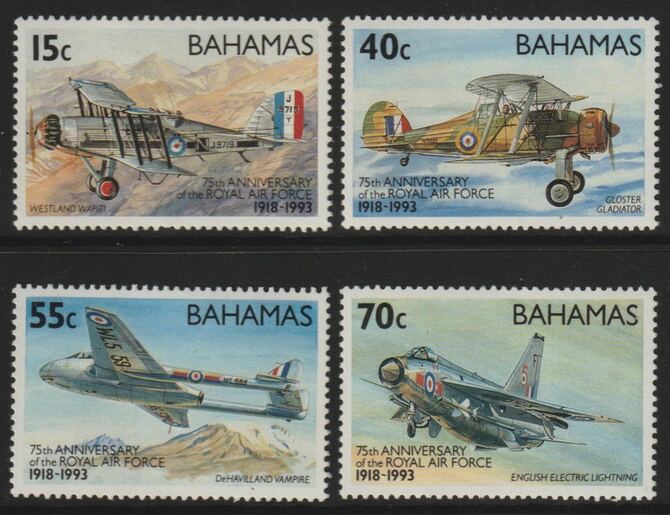 Bahamas 1993 75th Anniversary of Royal Air Force perf set of 4 unmounted mint SG 957-60