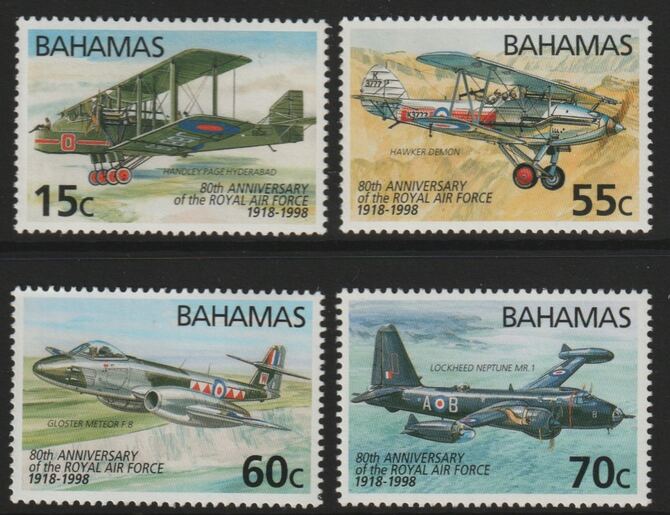 Bahamas 1998 80th Anniversary of Royal Air Force perf set of 4 unmounted mint SG 1132-35