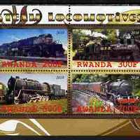 Rwanda 2010 Steam Locomotives #2 perf sheetlet containing 4 values unmounted mint