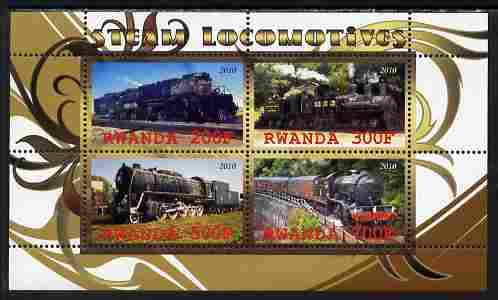 Rwanda 2010 Steam Locomotives #2 perf sheetlet containing 4 values unmounted mint