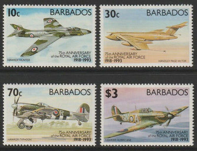 Barbados 1993 75th Anniversary of Royal Air Force perf set of 4 unmounted mint SG 991-94