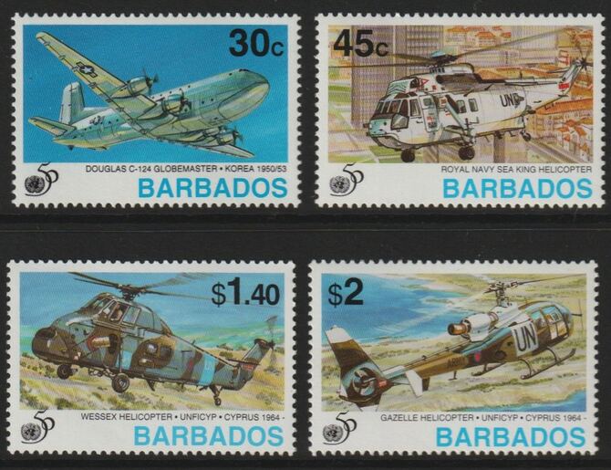 Barbados 1995 50th Anniversary of United Nations perf set of 4 unmounted mint SG 1058-61