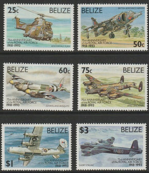 Belize 1993 75th Anniversary of Royal Air Force perf set of 6 unmounted mint SG 1138-43
