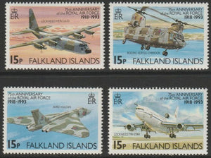 Falkland Islands 1993 75th Anniversary of Royal Air Force perf set of 4 unmounted mint SG 676-79