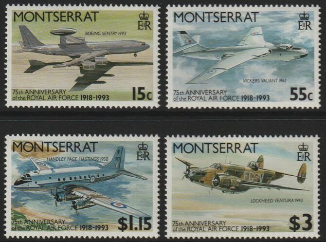 Montserrat 1993 75th Anniversary of Royal Air Force perf set of 4 unmounted mint SG 922-25