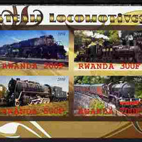 Rwanda 2010 Steam Locomotives #2 imperf sheetlet containing 4 values unmounted mint