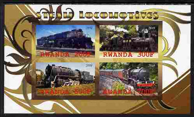 Rwanda 2010 Steam Locomotives #2 imperf sheetlet containing 4 values unmounted mint