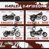Rwanda 2010 Harley Davidson Motorcycles perf sheetlet containing 4 values fine cto used