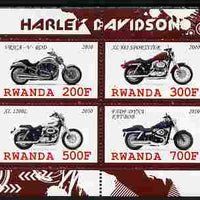 Rwanda 2010 Harley Davidson Motorcycles perf sheetlet containing 4 values unmounted mint