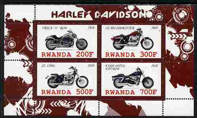 Rwanda 2010 Harley Davidson Motorcycles perf sheetlet containing 4 values unmounted mint
