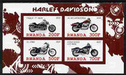 Rwanda 2010 Harley Davidson Motorcycles imperf sheetlet containing 4 values unmounted mint