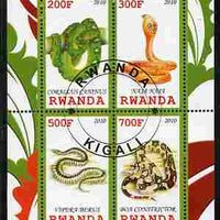 Rwanda 2010 Snakes perf sheetlet containing 4 values fine cto used