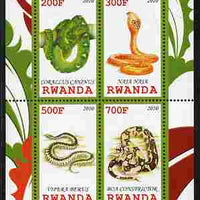 Rwanda 2010 Snakes perf sheetlet containing 4 values unmounted mint