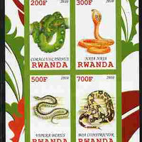 Rwanda 2010 Snakes imperf sheetlet containing 4 values unmounted mint