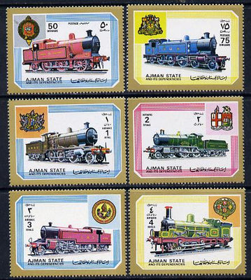 Ajman 1972 Locomotives perf set of 6 unmounted mint, Mi 1850-55