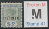 BRITISH HONDURAS QV $2 opt'd SPECIMEN with BROKEN M variety mint - Only 13 can exist