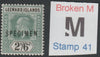 LEEWARDS 1902 KE7 2s6d opt'd SPECIMEN with BROKEN M variety fine mint and only 13 can exist.