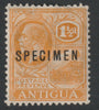 ANTIGUA 1922 KG5 Script CA 1.5d overprinted SPECIMEN with gum and only about 400 produced