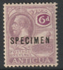 ANTIGUA 1921 KG5 Script CA 6d overprinted SPECIMEN with gum and only about 400 produced
