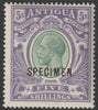 ANTIGUA 1913 KG5 5s overprinted SPECIMEN very fine with gum and only about 400 produced