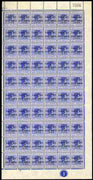Bahamas 1942 KG6 Landfall of Columbus 2.5d ultramarine complete right pane of 60 including plate variety R10/4 (Damaged oval at 6 o'clock) plus overprint varieties R1/2 (Flaw in N), R1/4 (Damaged top of L), R2/4 (Broken F), R3/2 (……Details Below