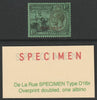 TRINIDAD & TOBAGO 1922-28 KG5 1s overprinted SPECIMEN fine with gum with overprint DOUBLED, one ALBINO - the only recorded example SG 227svar
