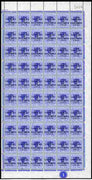 Bahamas 1942 KG6 Landfall of Columbus 3d ultramarine complete right pane of 60 including plate variety R10/4 (Damaged oval at 6 o'clock) plus overprint varieties R1/2 (Flaw in N), R1/4 (Damaged top of L), R2/4 (Broken F), R3/2 (Fl……Details Below