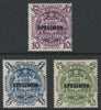 AUSTRALIA 1949 ARMS set of 3 overprinted SPECIMEN fine with gum and only about 400 sets produced SG 224bs-224ds
