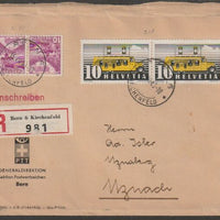 Switzerland 1941 Registeredcover bearing  10c Mobile PO x 2 plus 10c Landscapes tete-beche pair with Bern cancels