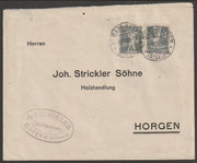 Switzerland 1920 cover bearing Tell's Son 7.5c grey tete-beche pair (type b) with St Margrethen cancels
