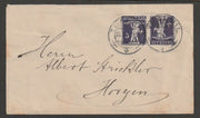 Switzerland 1927 (?) cover bearing Tell's Son 3c violet  tete-beche pair (type b) with Ambulant cancels