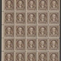 United States 1932 Washington 1/2c sepia fine unmounted mint block of 25 (5x5) SG 704