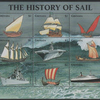 Grenada 1998 The History of Sail perf sheet containing 9 values unmounted mint