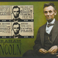 Nevis 201 Abraham Lincoln perf sheet containing 4 values unmounted mint