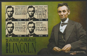 Nevis 201 Abraham Lincoln perf sheet containing 4 values unmounted mint