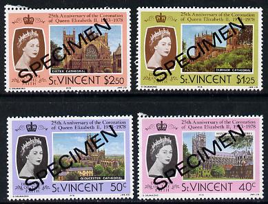 St Vincent 1978 Coronation 25th Anniversary set of 4 (Cathedrals & Abbeys) opt'd Specimen unmounted mint, as SG 556-59