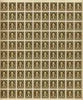 United States 1932 Washington 1/2c sepia complete sheet of 100, margins intact on two sides, SG 704