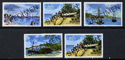 St Vincent - Grenadines 1974 Bequia Island #1 set of 5 (incl both 5c) each opt'd Specimen unmounted mint, as SG 30-34