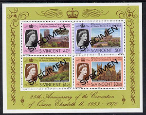 St Vincent 1978 Coronation 25th Anniversary m/sheet (Cathedrals & Abbeys) opt'd Specimen unmounted mint, as SG MS 560