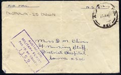 Australia 1945 Military censor cover (unstamped marked NSA) FPO 25 cancel (Darwin)